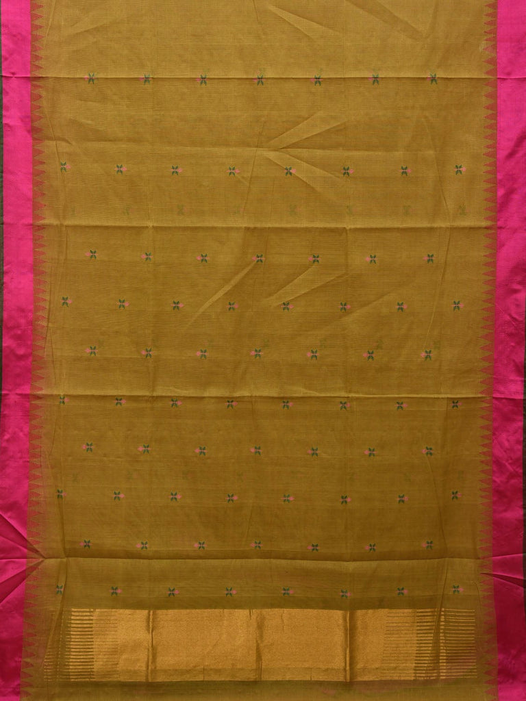 Olive Khadi Cotton Handloom Saree with Jamdani Buta Design kh0596