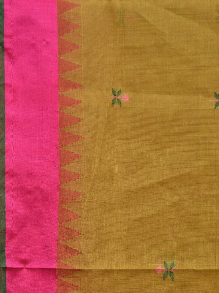 Olive Khadi Cotton Handloom Saree with Jamdani Buta Design kh0596