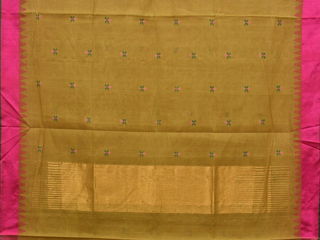 Olive Khadi Cotton Handloom Saree with Jamdani Buta Design kh0596