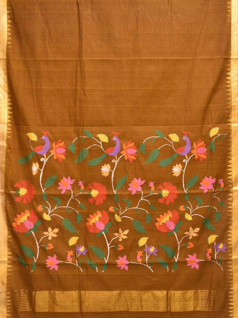 Olive Khadi Cotton Handloom Saree with Pallu Design kh0492