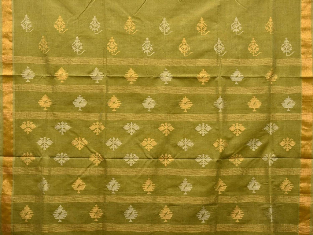 Olive Uppada Cotton Handloom Saree with Assorted Buta Pallu Design u1766