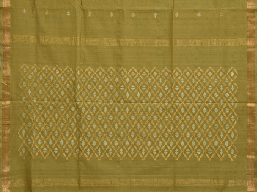 Olive Uppada Cotton Handloom Saree with Jamdani Pallu Design u1491