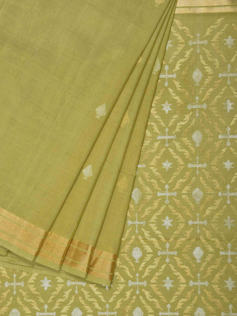Olive Uppada Cotton Handloom Saree with Jamdani Pallu Design U1532