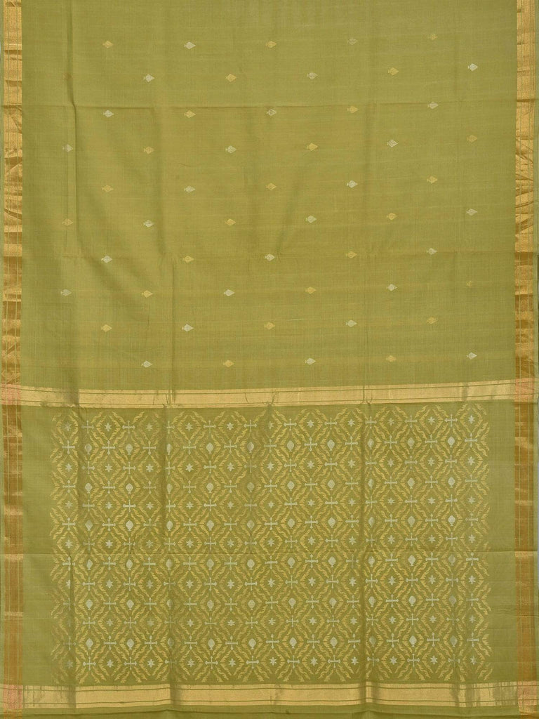 Olive Uppada Cotton Handloom Saree with Jamdani Pallu Design U1532