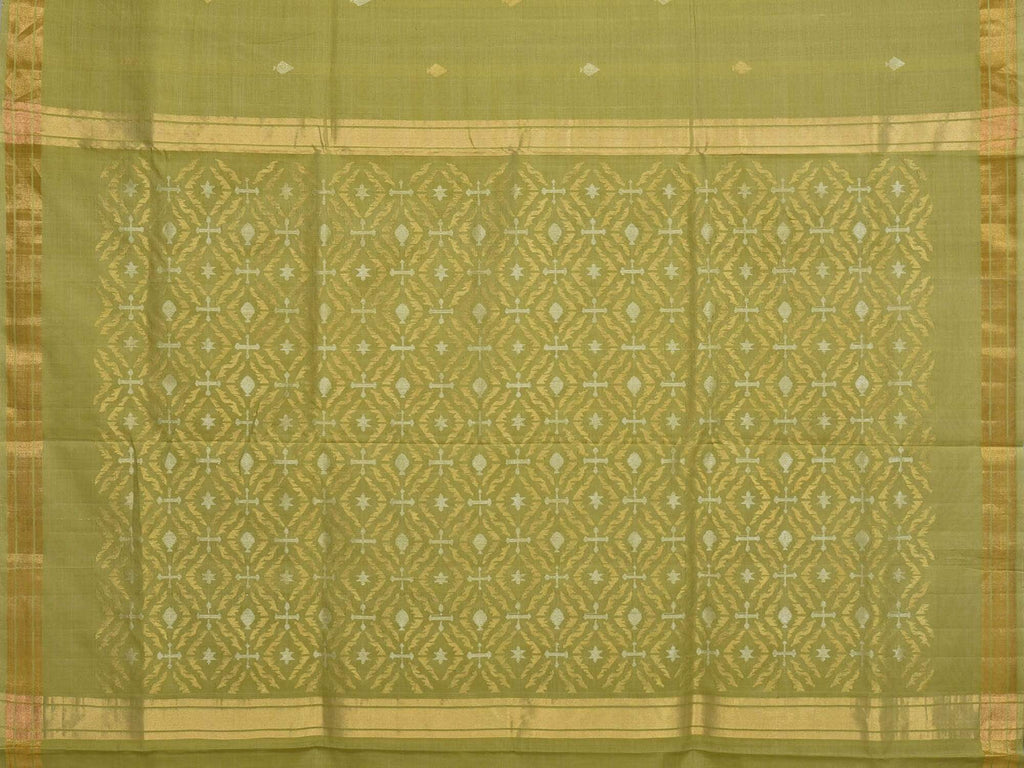 Olive Uppada Cotton Handloom Saree with Jamdani Pallu Design U1532