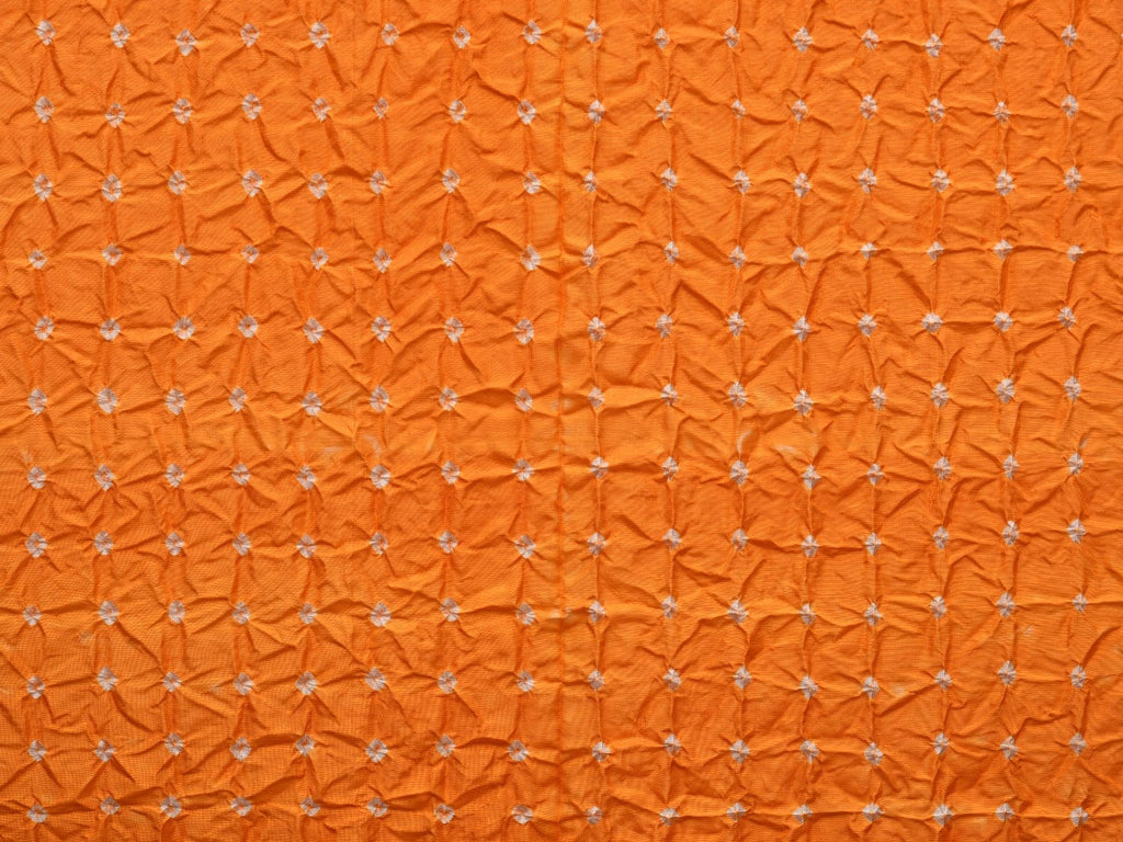 Orange and Red Bandhani Kanchipuram Silk Handloom Dupatta with Border and Chakra Design ds3012