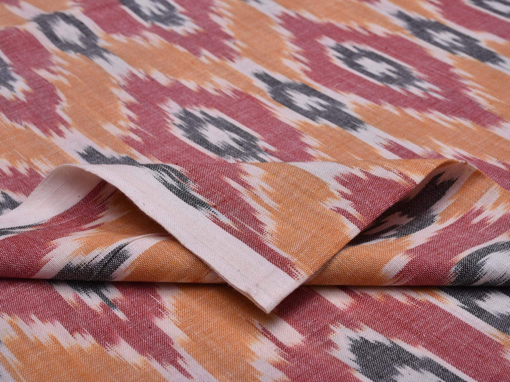 Orange And Red Pochampally Single Ikat Cotton Handloom Fabric F0059
