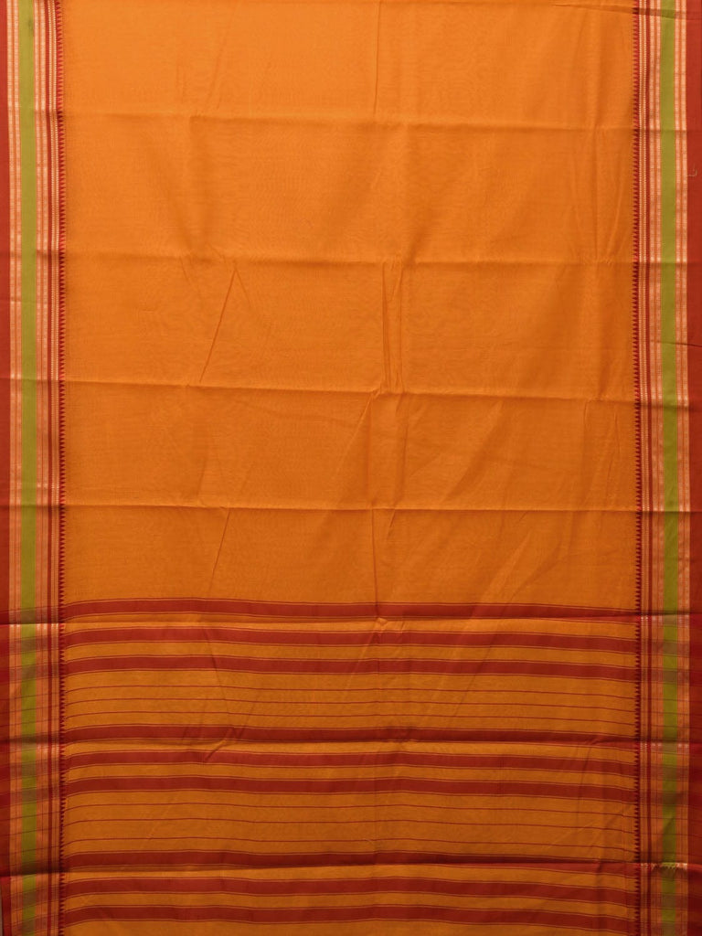 Orange Bamboo Cotton Plain Saree with Border Design bc0085