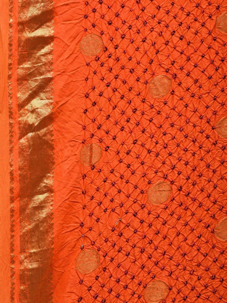 Orange Bandhani Kanchipuram Silk Handloom Saree with Small Buta Design bn0297