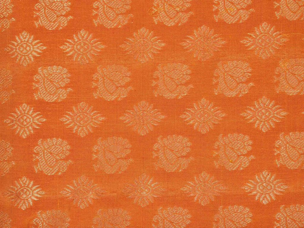 Orange Kanchipuram Silk Handloom Saree with All Over and Border Design K0410