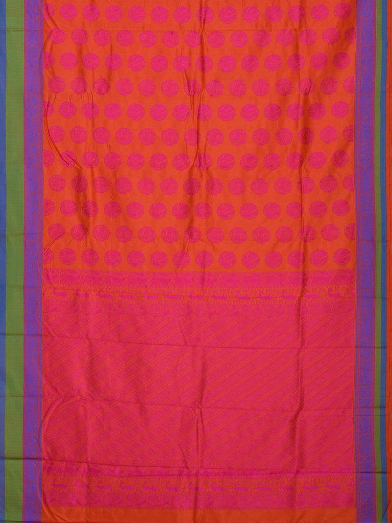 Orange Kanchipuram Silk Handloom Saree with All Over Buta Design K0286