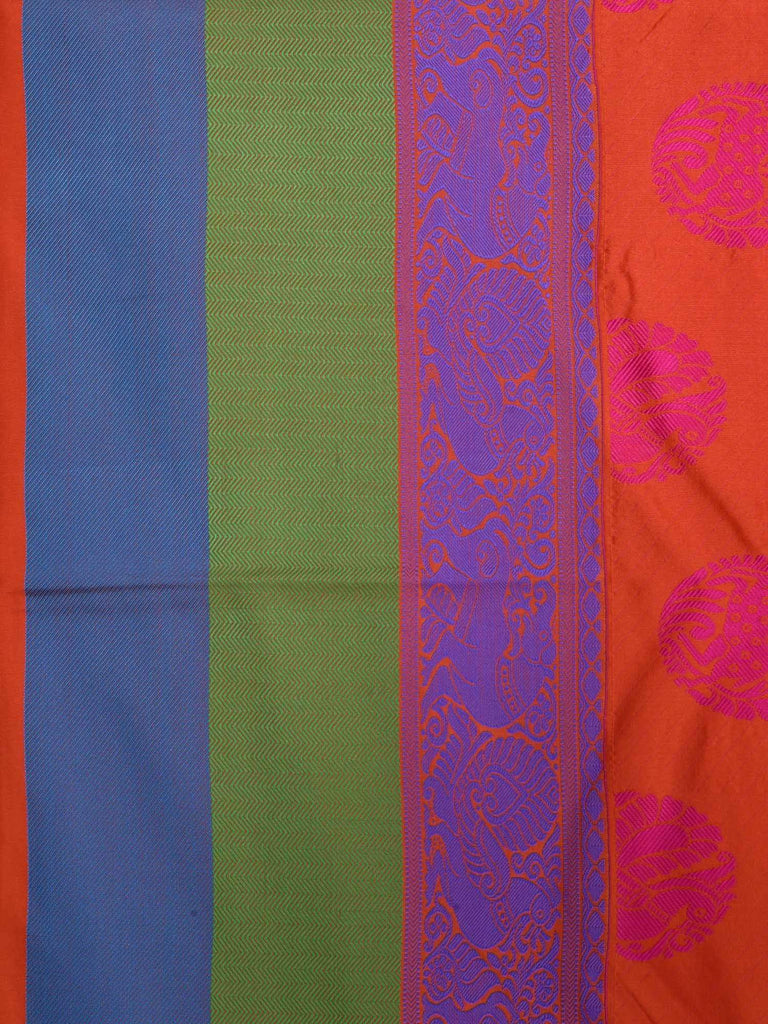 Orange Kanchipuram Silk Handloom Saree with All Over Buta Design K0286