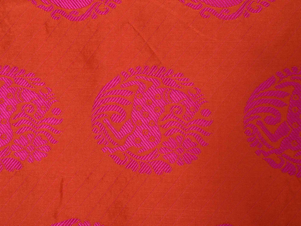 Orange Kanchipuram Silk Handloom Saree with All Over Buta Design K0286