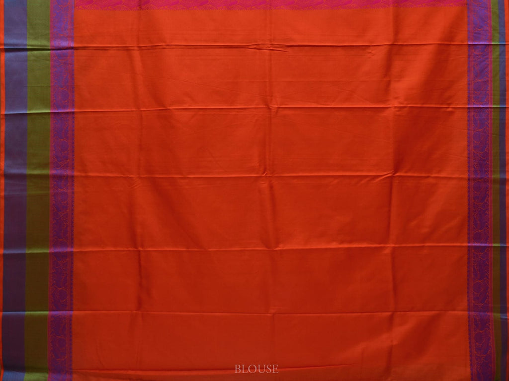 Orange Kanchipuram Silk Handloom Saree with All Over Buta Design k0518
