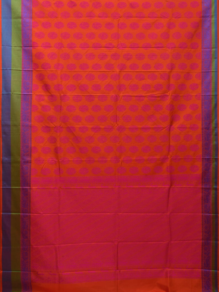 Orange Kanchipuram Silk Handloom Saree with All Over Buta Design k0518