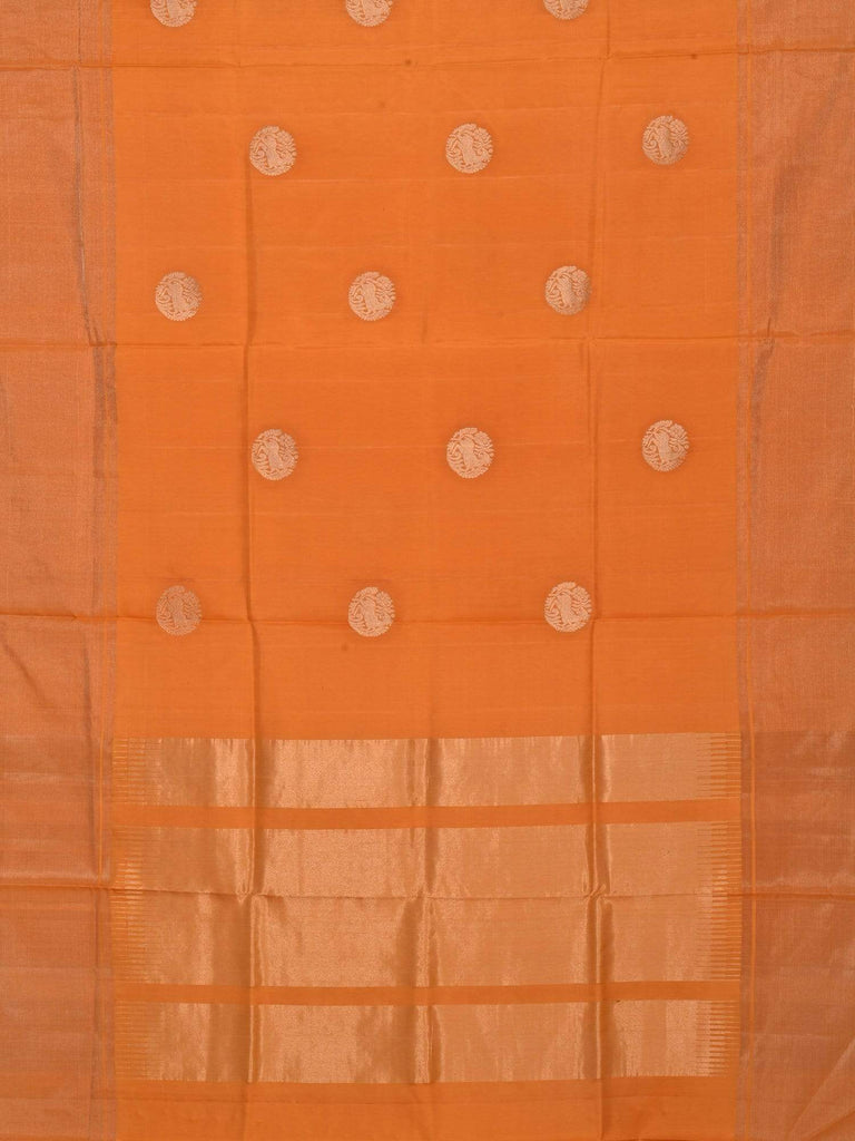 Orange Kanchipuram Silk Handloom Saree with Shikari Buta Design K0354