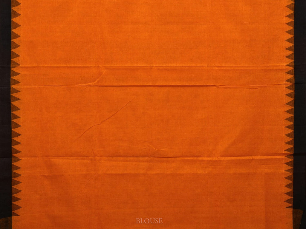 Orange Khadi Cotton Handloom Plain Saree with Temple Border Design kh0 ...