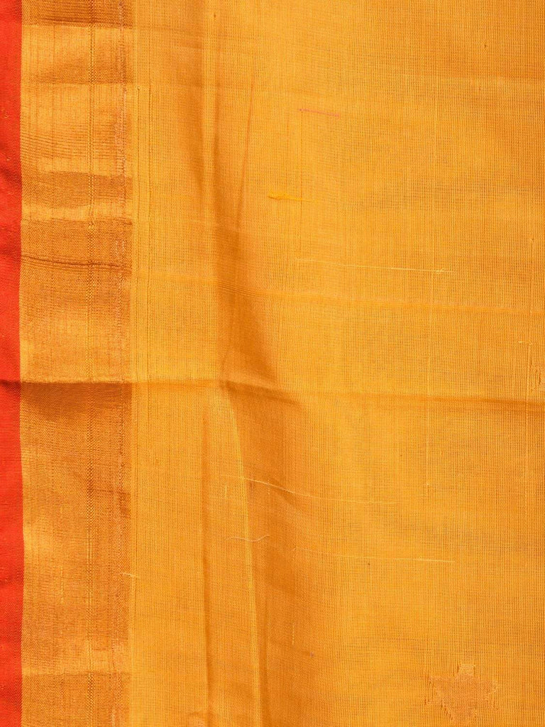 Orange Khadi Cotton Handloom Saree with Zari Border and Pallu Design kh0487