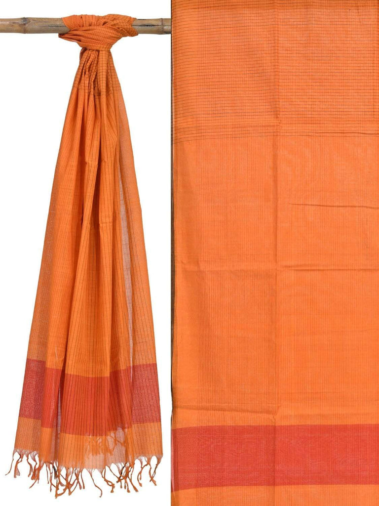 Orange Mangalgiri Cotton Handloom Dupatta with Strips Design ds1852