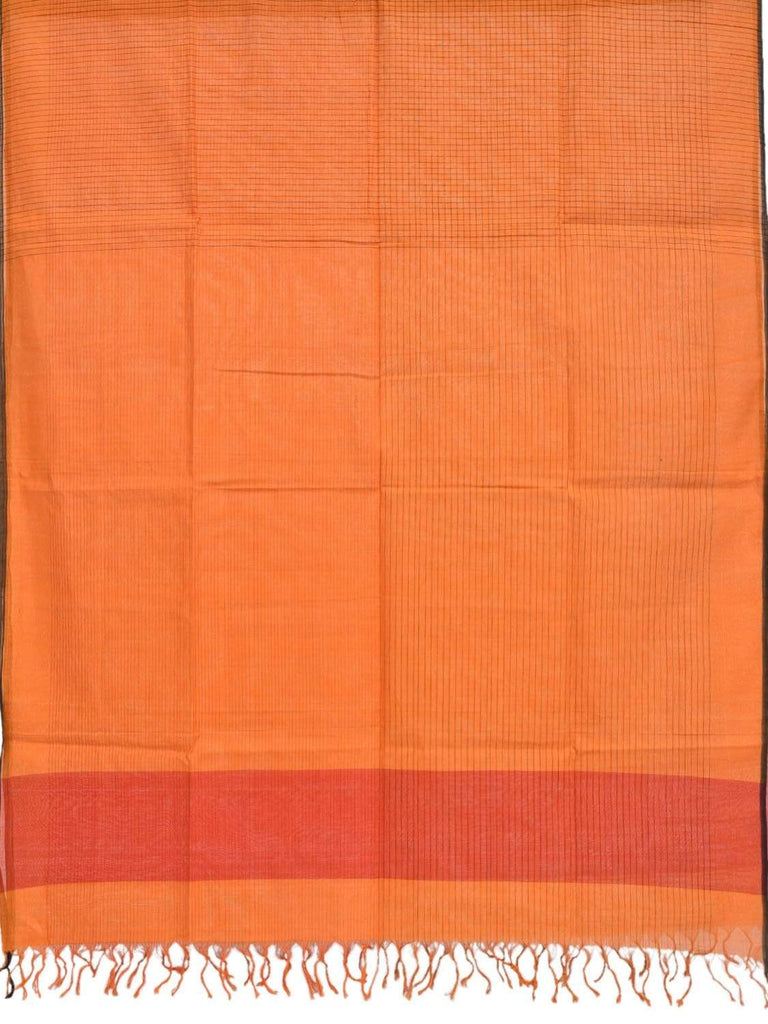 Orange Mangalgiri Cotton Handloom Dupatta with Strips Design ds1852