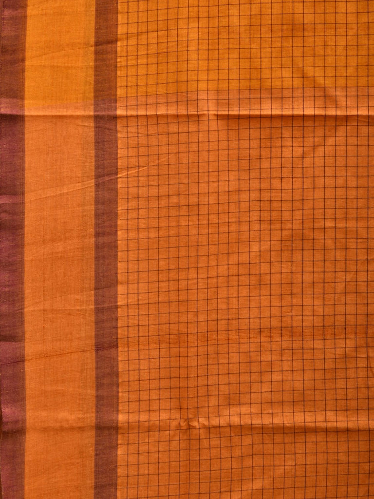 Orange Narayanpet Cotton Handloom Saree with Checks Design np0570