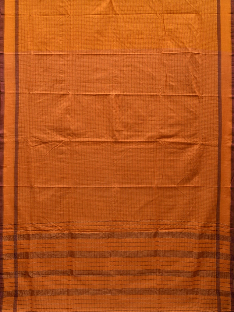 Orange Narayanpet Cotton Handloom Saree with Checks Design np0570
