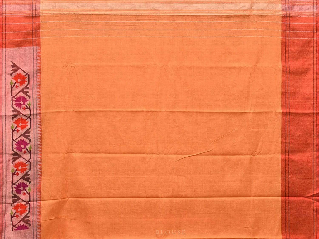 Orange Paithani Cotton Handloom Saree with Ashavali Border Design p0355