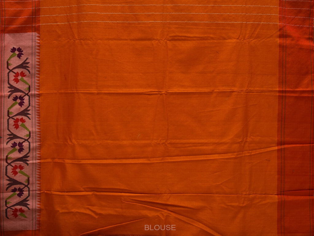 Orange Paithani Cotton Handloom Saree with Ashavali Border Design p0434