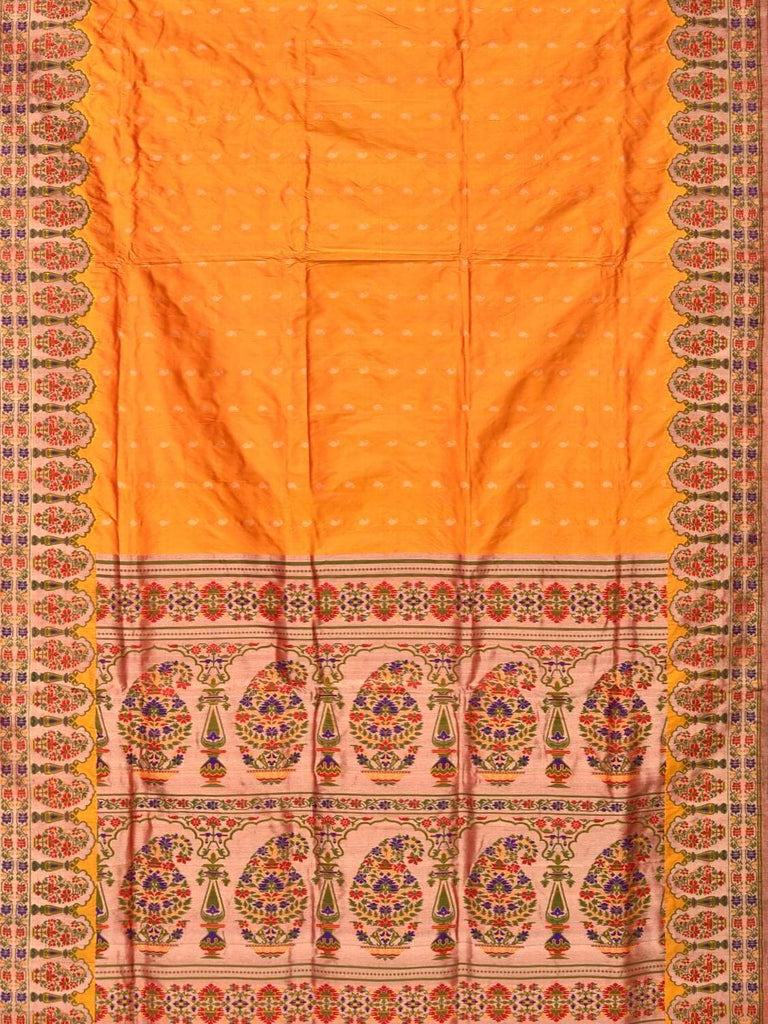 Orange Paithani Silk Handloom Saree with Mango Border Design p0336