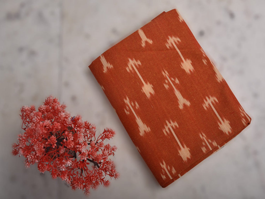 Orange Pochampally Ikat Cotton Handloom Bedsheet with Arrowhead Design 90 x 108 Inches bd0047