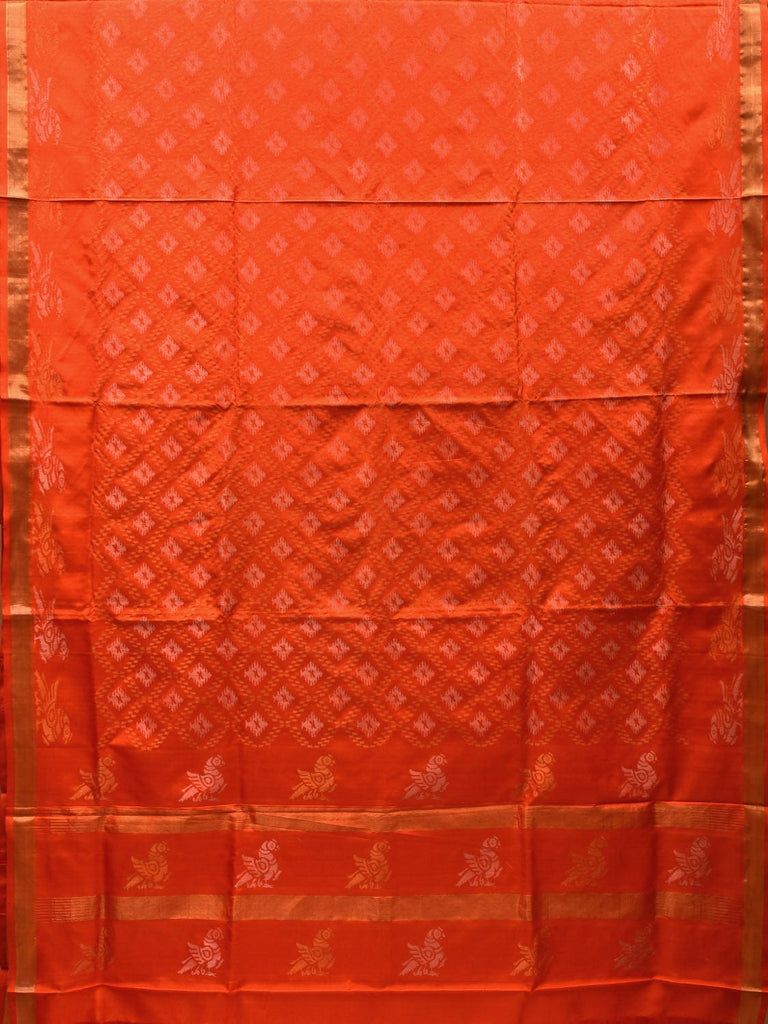 Orange Uppada Silk Handloom Saree with All Over and Border Design u1139