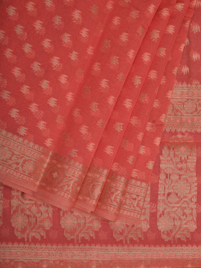 Peach Cut Work Sico Cotton Saree with All Over Banaras Design o0383