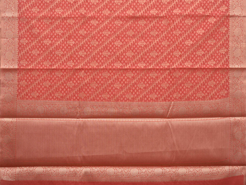 Peach Cut Work Sico Cotton Saree with All Over Banaras Diagonal Design o0379