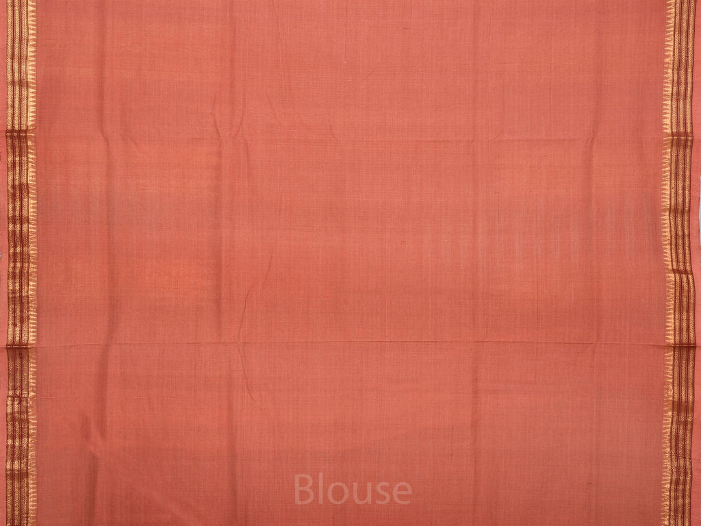 Peach Khadi Cotton Handloom Saree with Buta and Dobi Border Design kh0406