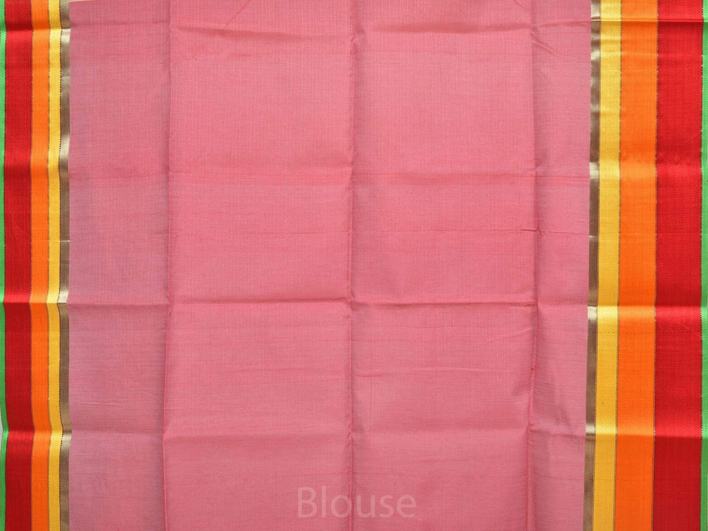 Peach Maheshwari Cotton Silk Handloom Saree with Triple Border Design M0064