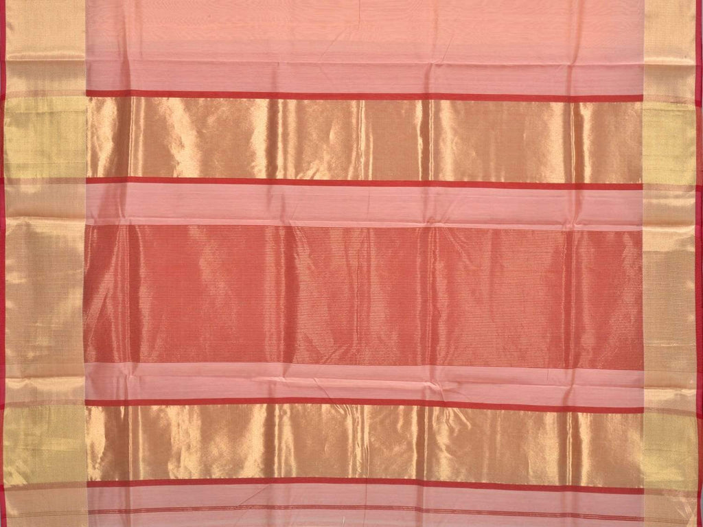 Peach Maheshwari Cotton Silk Handloom Saree with Zari Border M0082