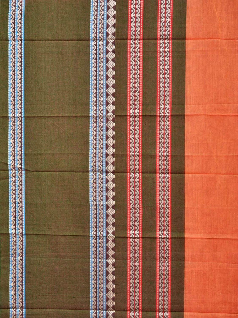 Peach Narayanpet Cotton Handloom Plain Saree with One Side Big Border No Blouse np0285