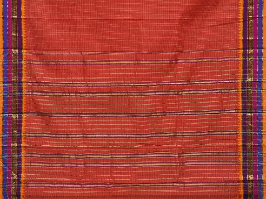 Peach Narayanpet Cotton Handloom Saree with Checks Design No Blouse np0289