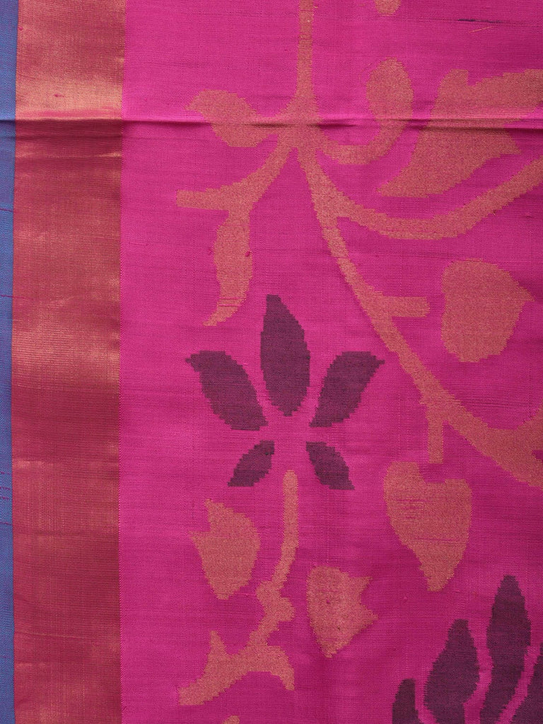 Pink and Lavender Uppada Silk Handloom Saree with All Over Design u1957