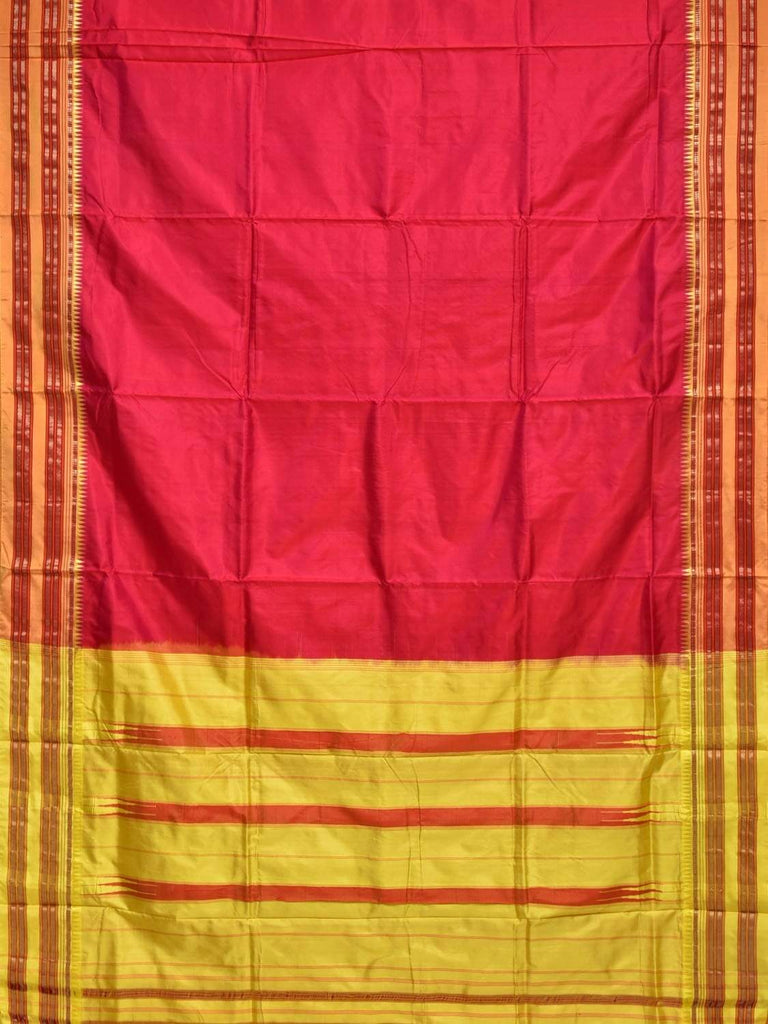Pink and Yellow Narayanpet Silk Handloom Saree with Checks and Contrast Pallu Design No Blouse np0239