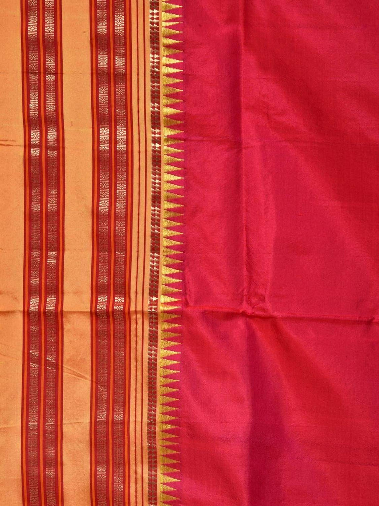 Pink and Yellow Narayanpet Silk Handloom Saree with Checks and Contrast Pallu Design No Blouse np0239