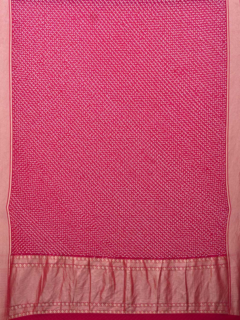 Pink Bandhani Banaras Georgette Saree with Small Body Polka Dots Design bn0259