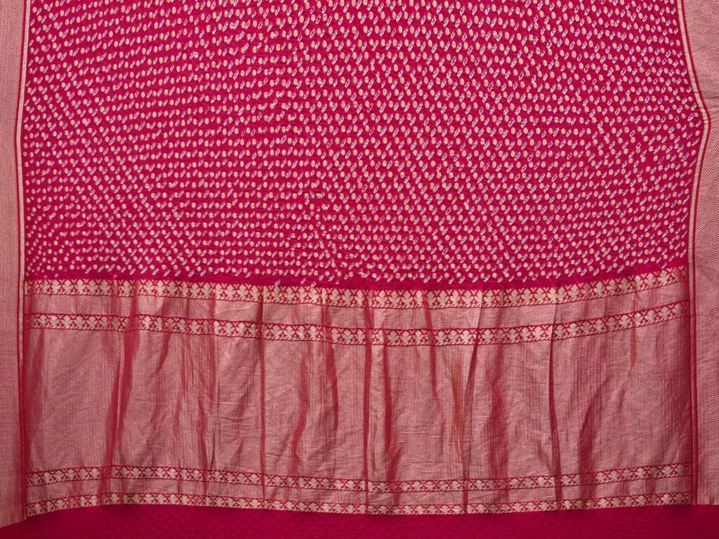 Pink Bandhani Banaras Georgette Saree with Small Body Polka Dots Design bn0259