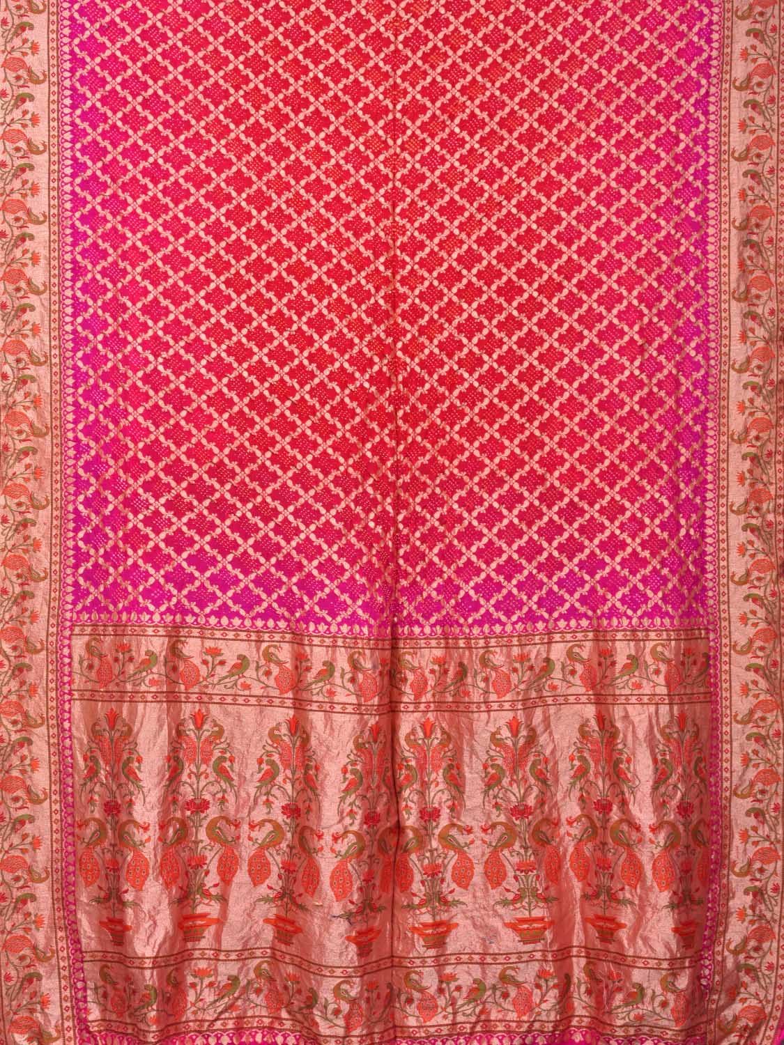 Pink Pure Gadwal Silk HandMade Gharchola Bandhani Banarasi Zari Weaving  Saree - Jaipur - 4114107