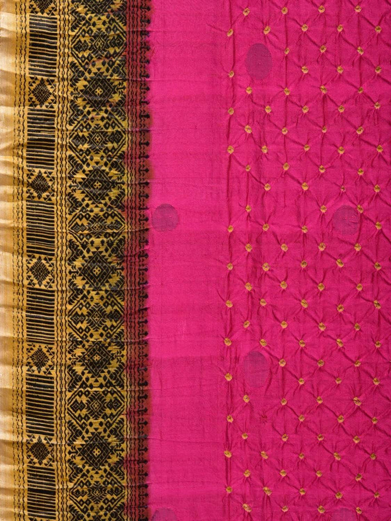 Pink Bandhani Gadwal Tussar Handloom Saree with Border Design bn0164