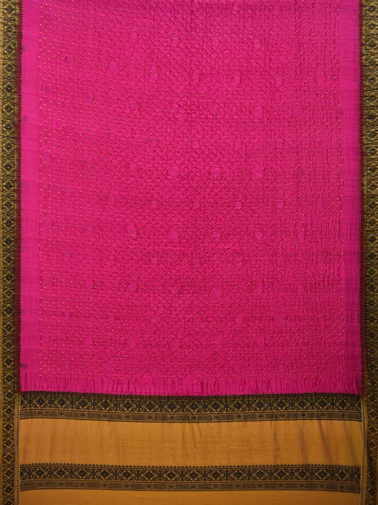 Pink Bandhani Gadwal Tussar Handloom Saree with Border Design bn0164