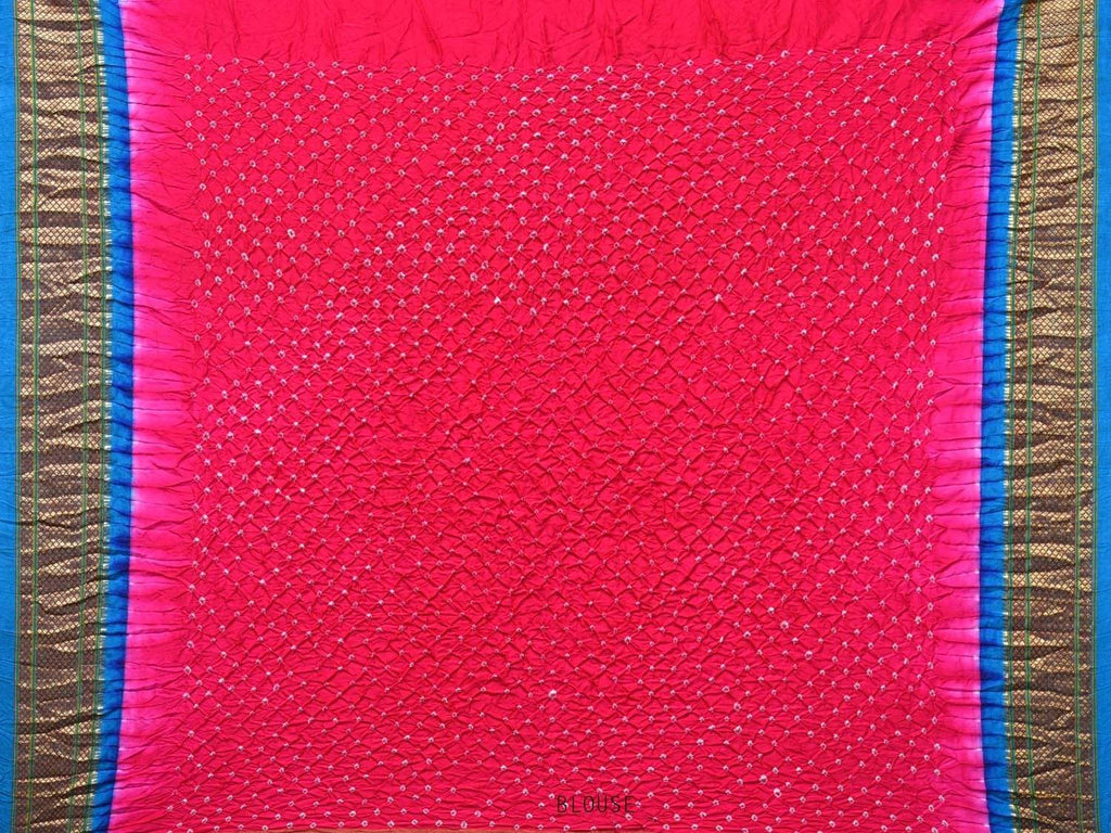Pink Bandhani Paithani Silk Handloom Saree with Pallu Design bn0185