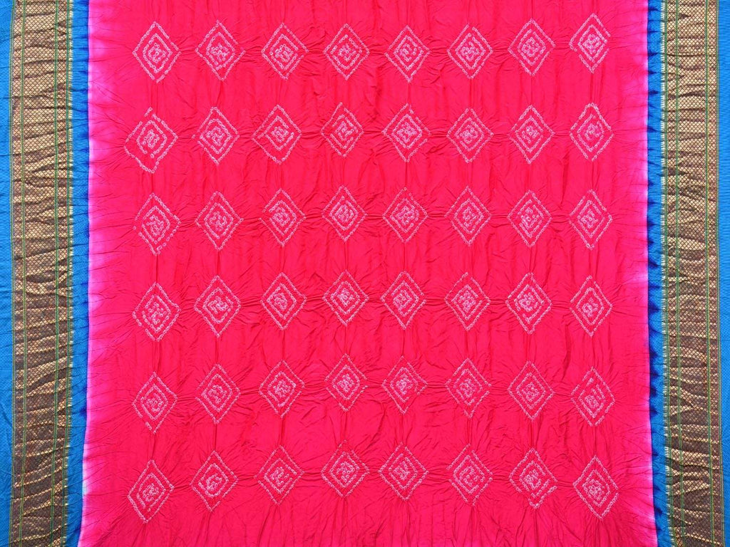 Pink Bandhani Paithani Silk Handloom Saree with Pallu Design bn0185