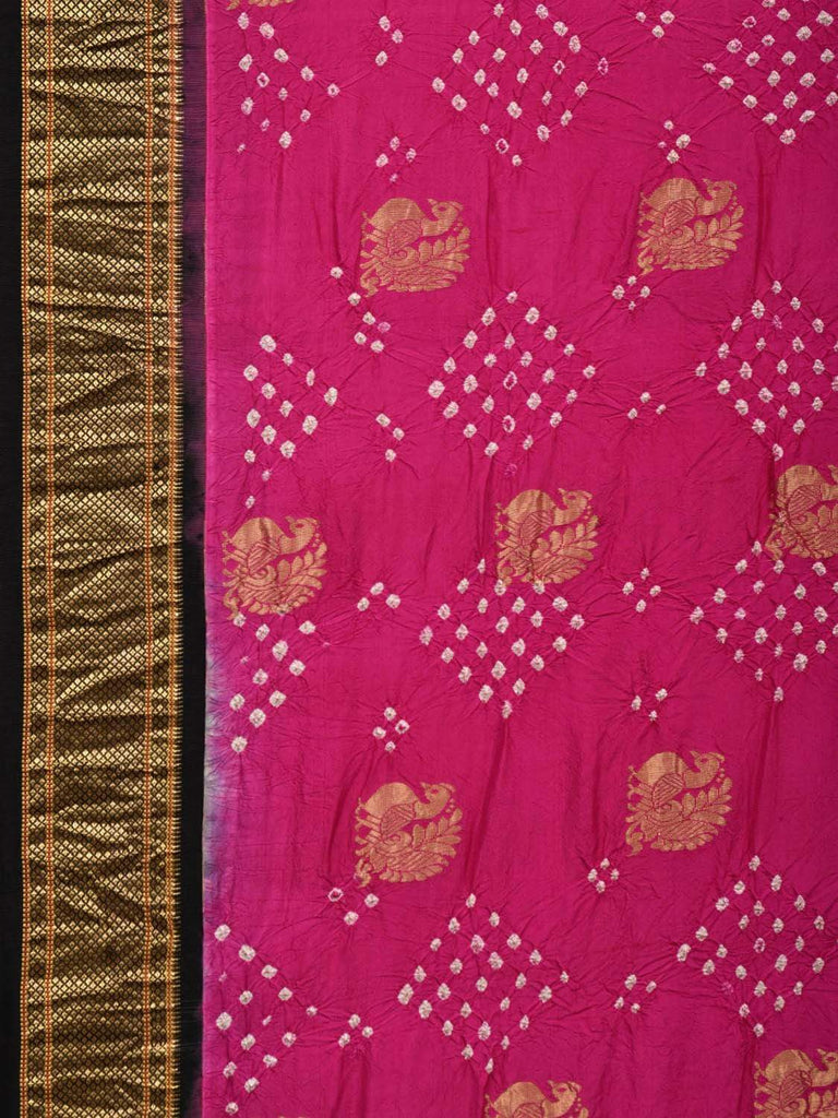 Pink Bandhani Paithani Silk Handloom Saree with Pallu Design bn0234