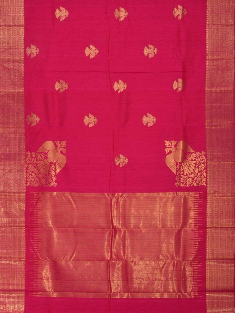 Pink Kanchipuram Linen Handloom Saree with Corner Gandaberunda Design K0247